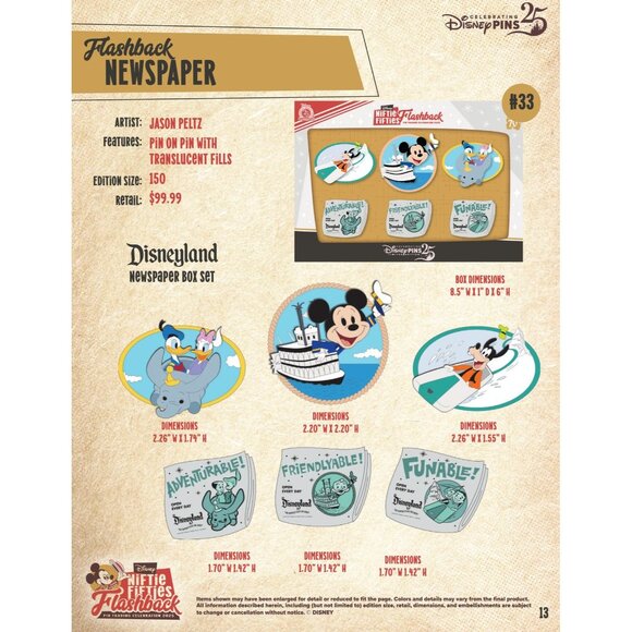 NEW! Disney Pin Trading Niftie Fifties Flashback Disneyland Newspaper Set LE150 - Picture 2 of 9